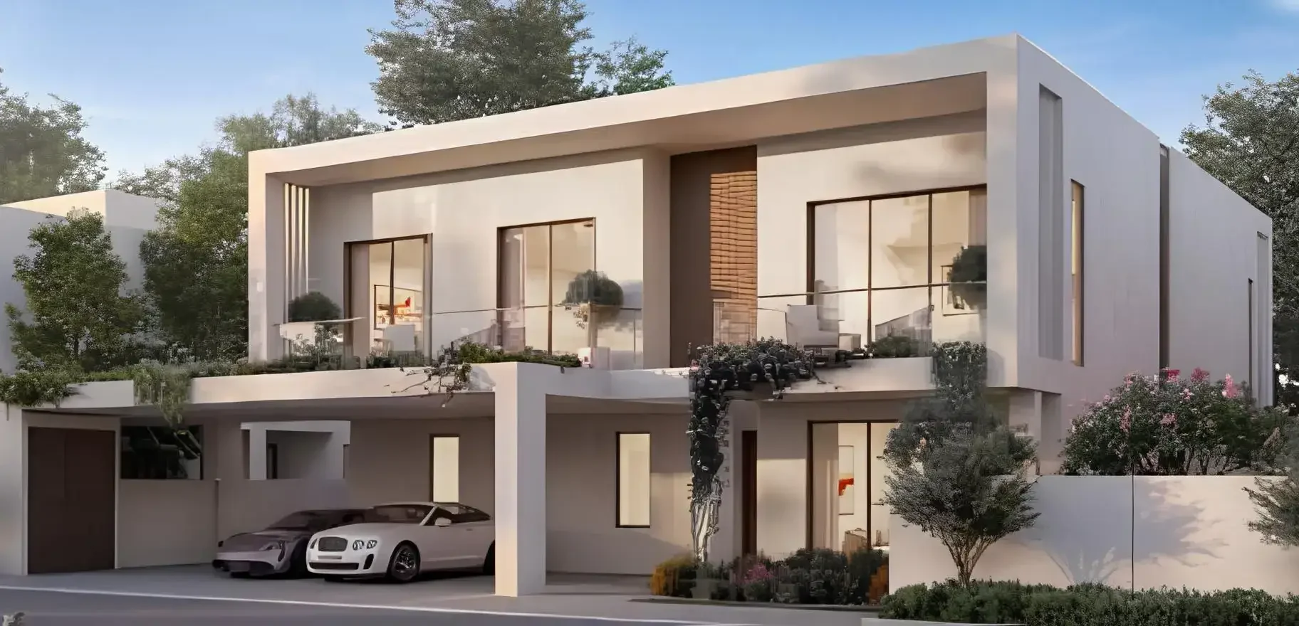 Six-bedroom villa at Wadeem Gardens at dusk